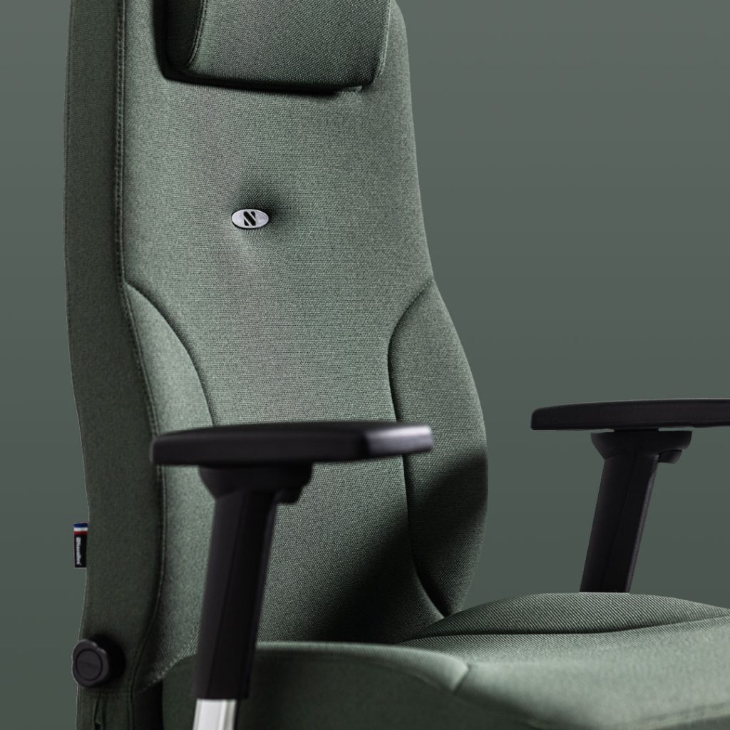 chaise de bureau verte vue de trois quart face Lead ernest 24/24